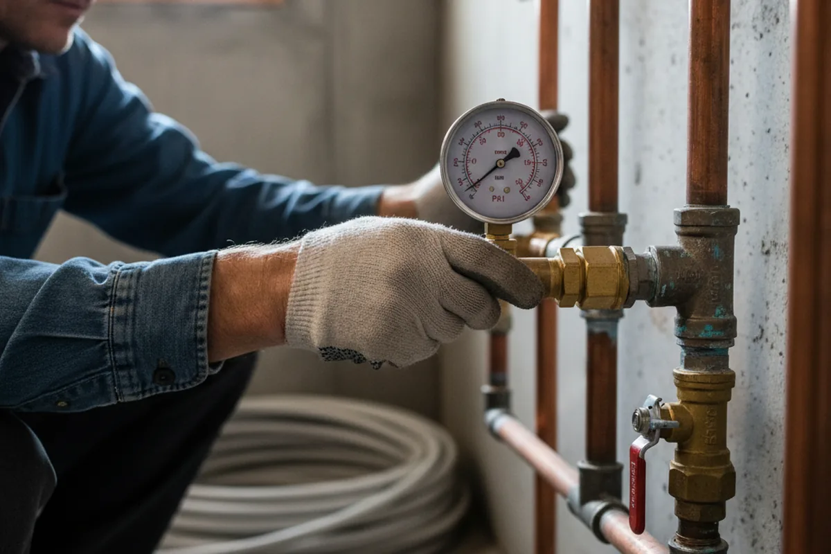 Pressure testing a repaired line during Water Line Repair in San Jacinto